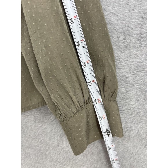 Ann Taylor Women's Button Up Blouse Taupe Brown Long Sleeve Size Small Textured - Picture 6 of 10